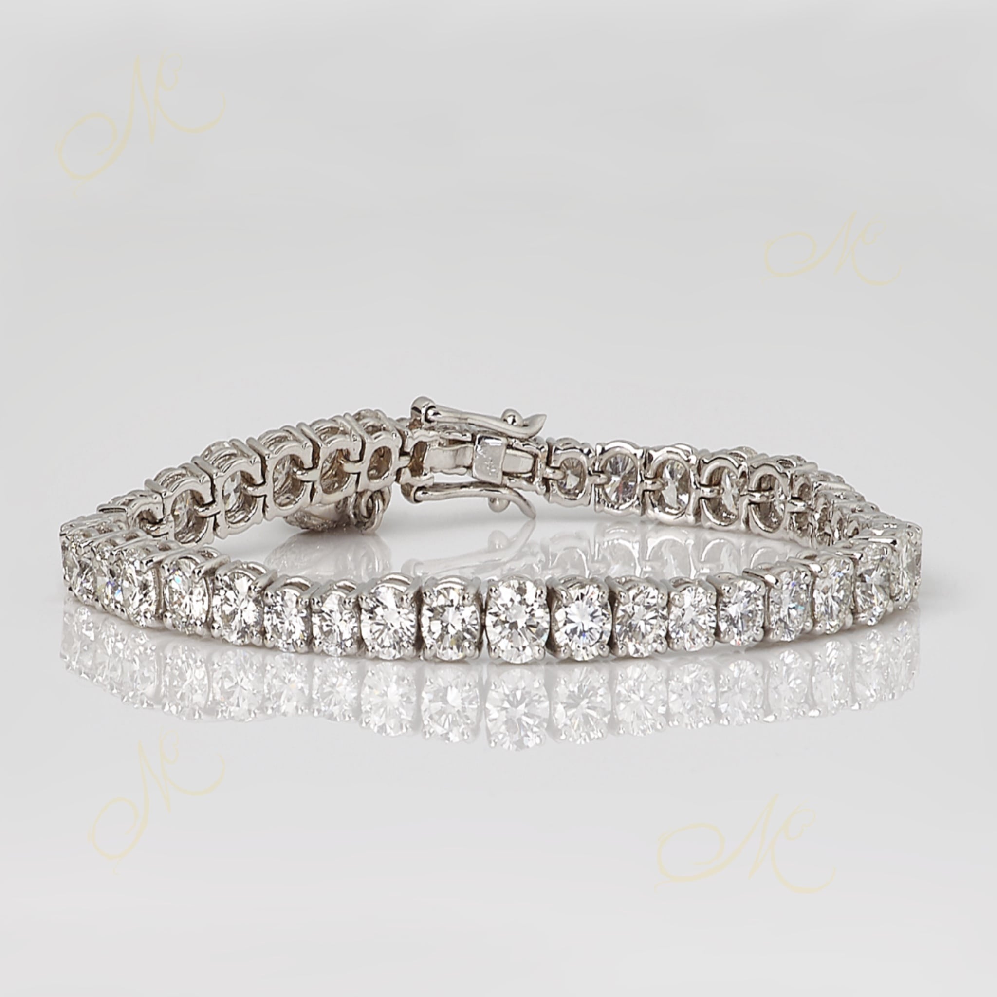 18k White Gold & Natural Diamonds Unique Wide Design Tennis Bracelet Gift |  eBay